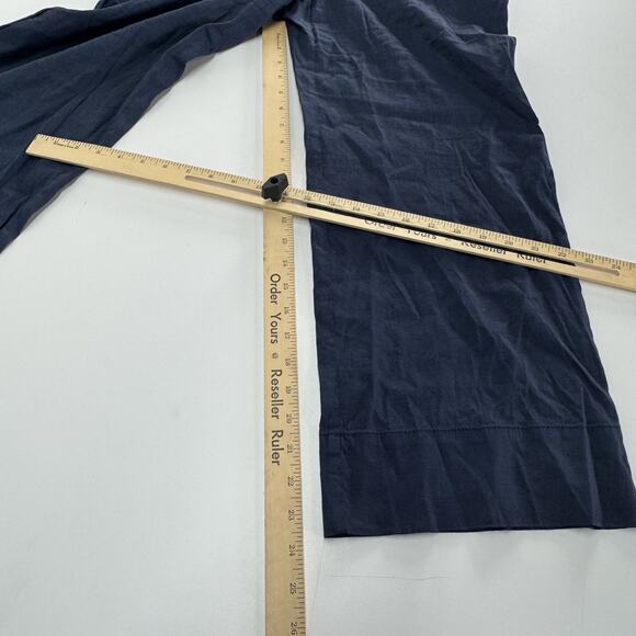 Theory Pants Womens 12 Navy Blue Linen Blend Wide Leg Stretch Dress Trousers - Picture 8 of 8